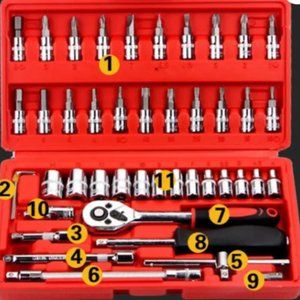 46 piece set wrench combination socket head automobile maintenance tool socket w